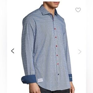 A FISH NAMED FRED GEOMETRIC BUTTON DOWN SHIRT MENS SZ XL MADE IN AMSTERDAM